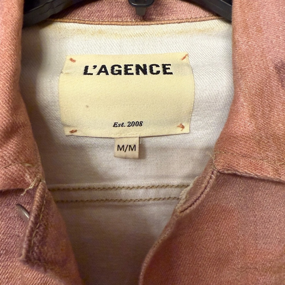 L'AGENCE Janice In Nude Rose Camo Jean jacket, size M - Picture 3 of 3